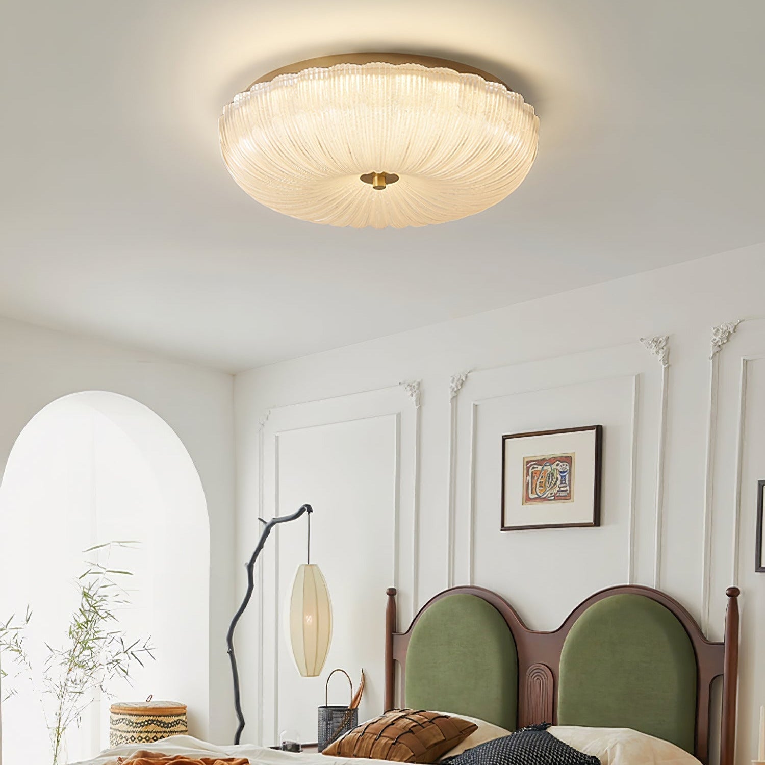 Haven Flush Mount Ceiling Light | Ripple Glass, LED Fixture 7