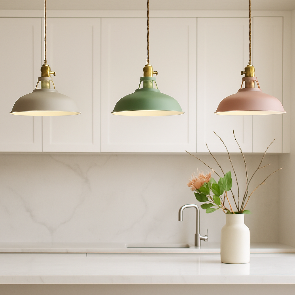 Indigo Pendant Light | Colourful Metal, Industrial Kitchen Island Lighting 5