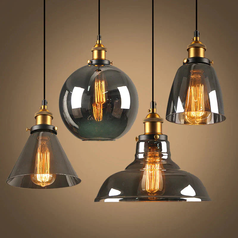Indigo Pendant Light | Smoked Glass, Vintage Industrial 1