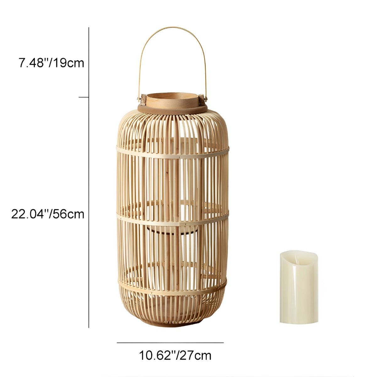 Kasa Bamboo Woven Candle Lantern Floor Lamp-Home & Garden > Lighting > Floor Lamps-Laren Fete-25cm D x 37cm H-Laren Fete