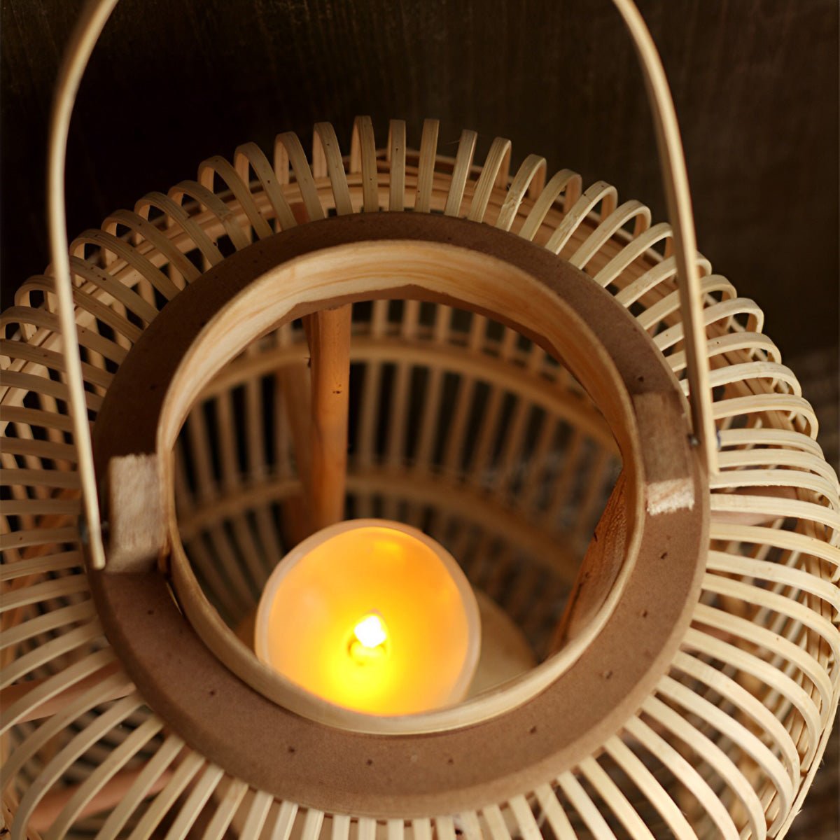Kasa Bamboo Woven Candle Lantern Floor Lamp-Home & Garden > Lighting > Floor Lamps-Laren Fete-25cm D x 37cm H-Laren Fete