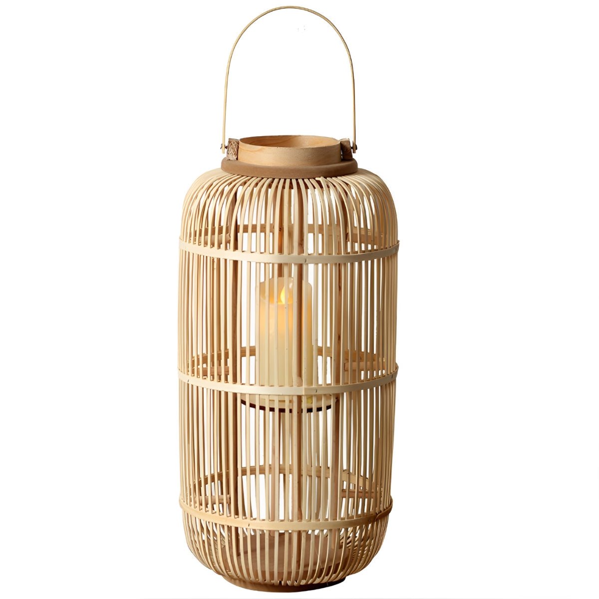 Kasa Bamboo Woven Candle Lantern Floor Lamp-Home & Garden > Lighting > Floor Lamps-Laren Fete-25cm D x 37cm H-Laren Fete