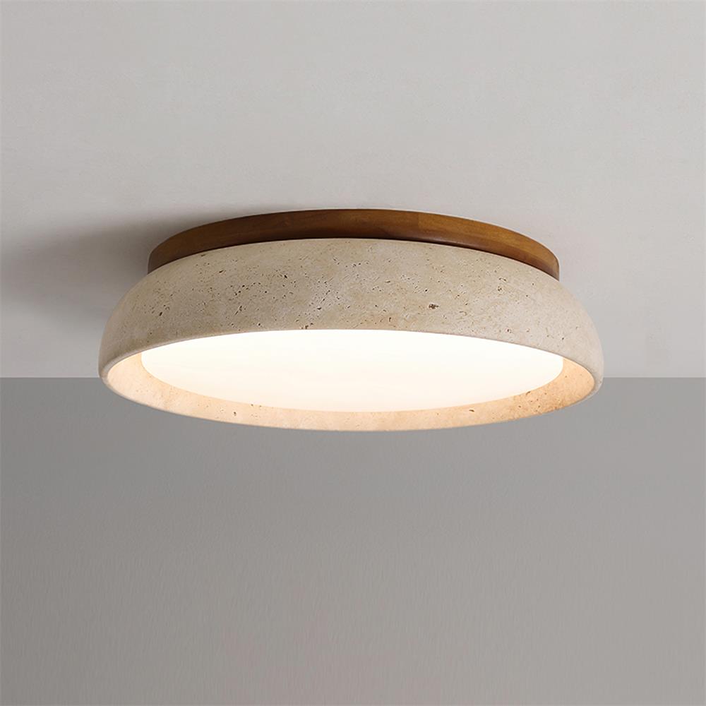 Kloris Flush Mount Ceiling Light | Natural Travertine, LED Fixture 9