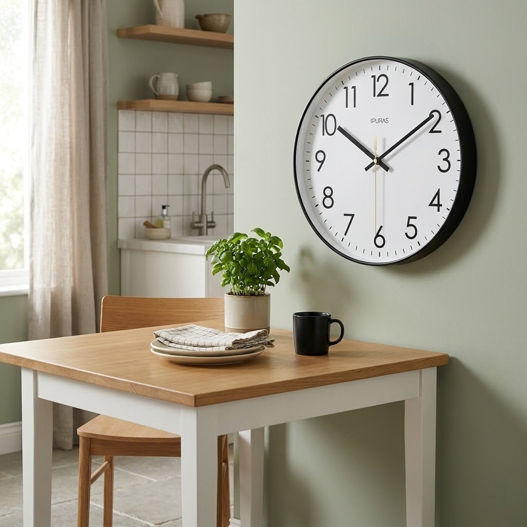 Kvart Silent Quartz Wall Clock-Home & Garden > Decor > Clocks > Wall Clocks-Laren Fete-Black-25cm-Laren Fete