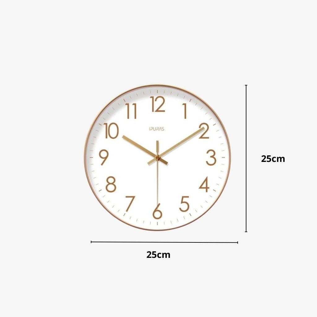 Kvart Silent Quartz Wall Clock-Home & Garden > Decor > Clocks > Wall Clocks-Laren Fete-Black-25cm-Laren Fete