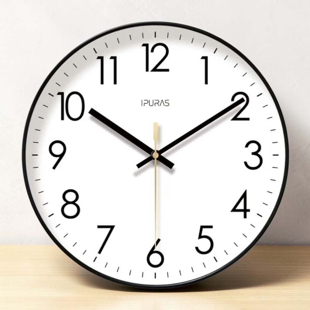 Kvart Silent Quartz Wall Clock-Home & Garden > Decor > Clocks > Wall Clocks-Laren Fete-Black-25cm-Laren Fete