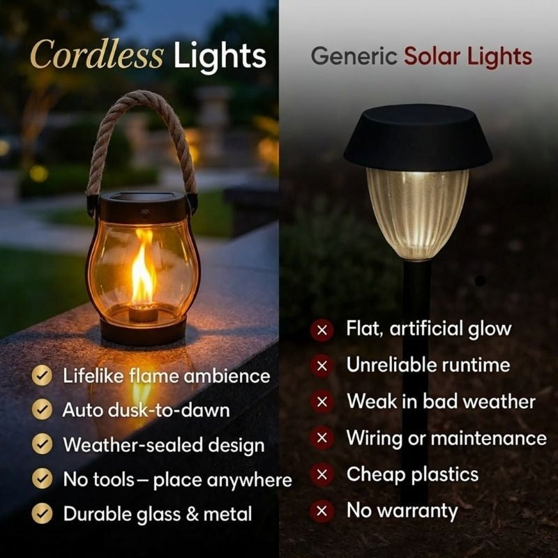 Lightscordless Solar Flickering Flame Lantern-Home & Garden > Lighting > Outdoor Lighting > Decorative Outdoor Lighting-Laren Fete-Laren Fete