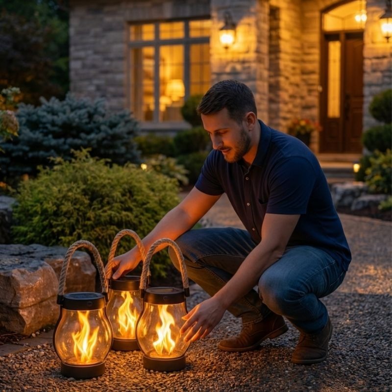 Lightscordless Solar Flickering Flame Lantern-Home & Garden > Lighting > Outdoor Lighting > Decorative Outdoor Lighting-Laren Fete-Laren Fete