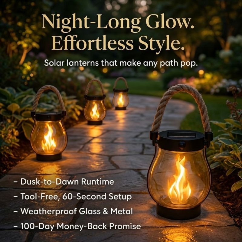 Lightscordless Solar Flickering Flame Lantern-Home & Garden > Lighting > Outdoor Lighting > Decorative Outdoor Lighting-Laren Fete-Laren Fete