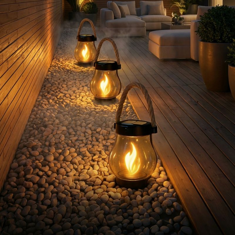 Lightscordless Solar Flickering Flame Lantern-Home & Garden > Lighting > Outdoor Lighting > Decorative Outdoor Lighting-Laren Fete-Laren Fete