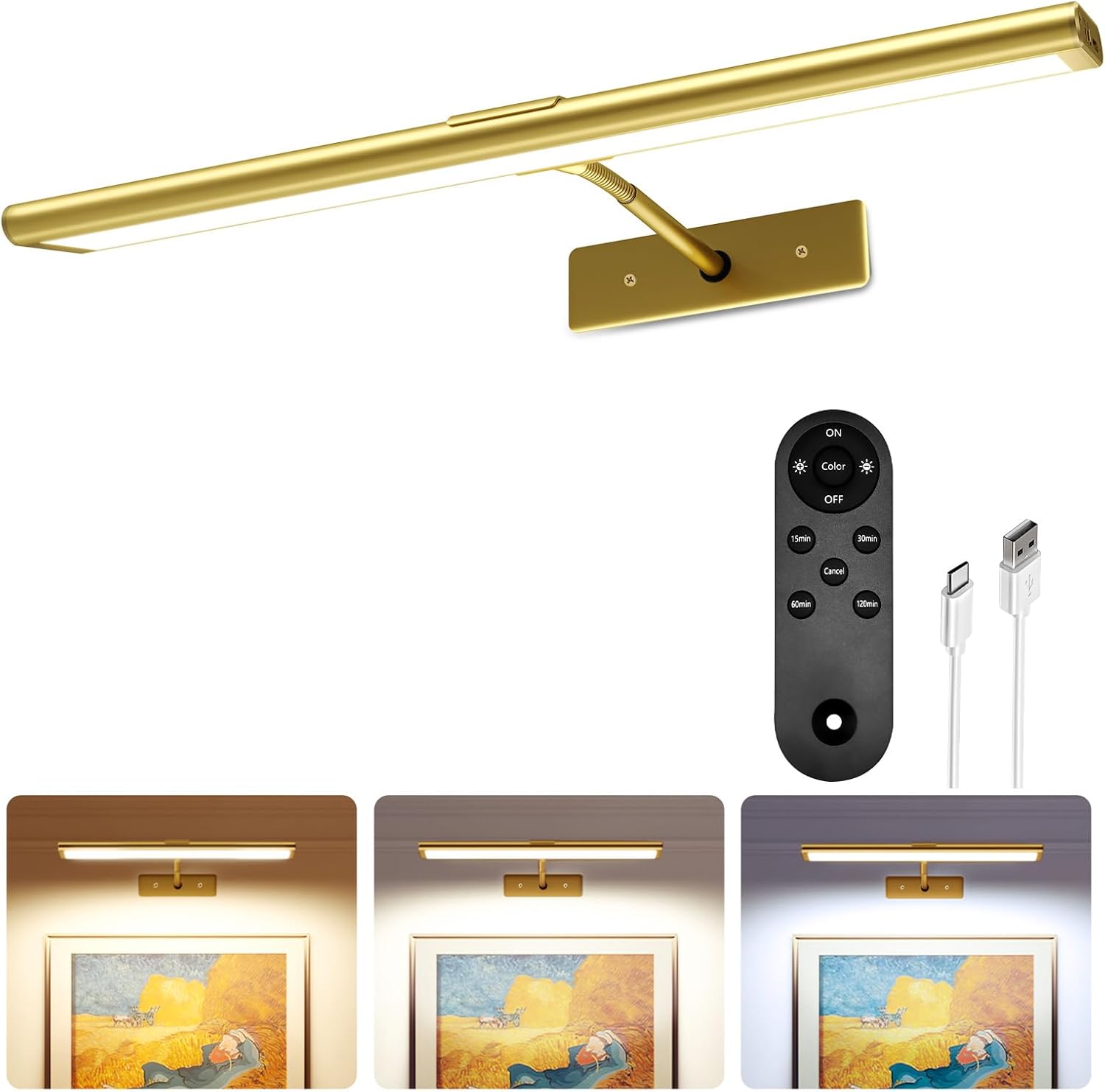 Lightscordless™ Wireless Rechargeable Picture Light-Home & Garden > Lighting > Picture Lights-Laren Fete-Gold-Laren Fete