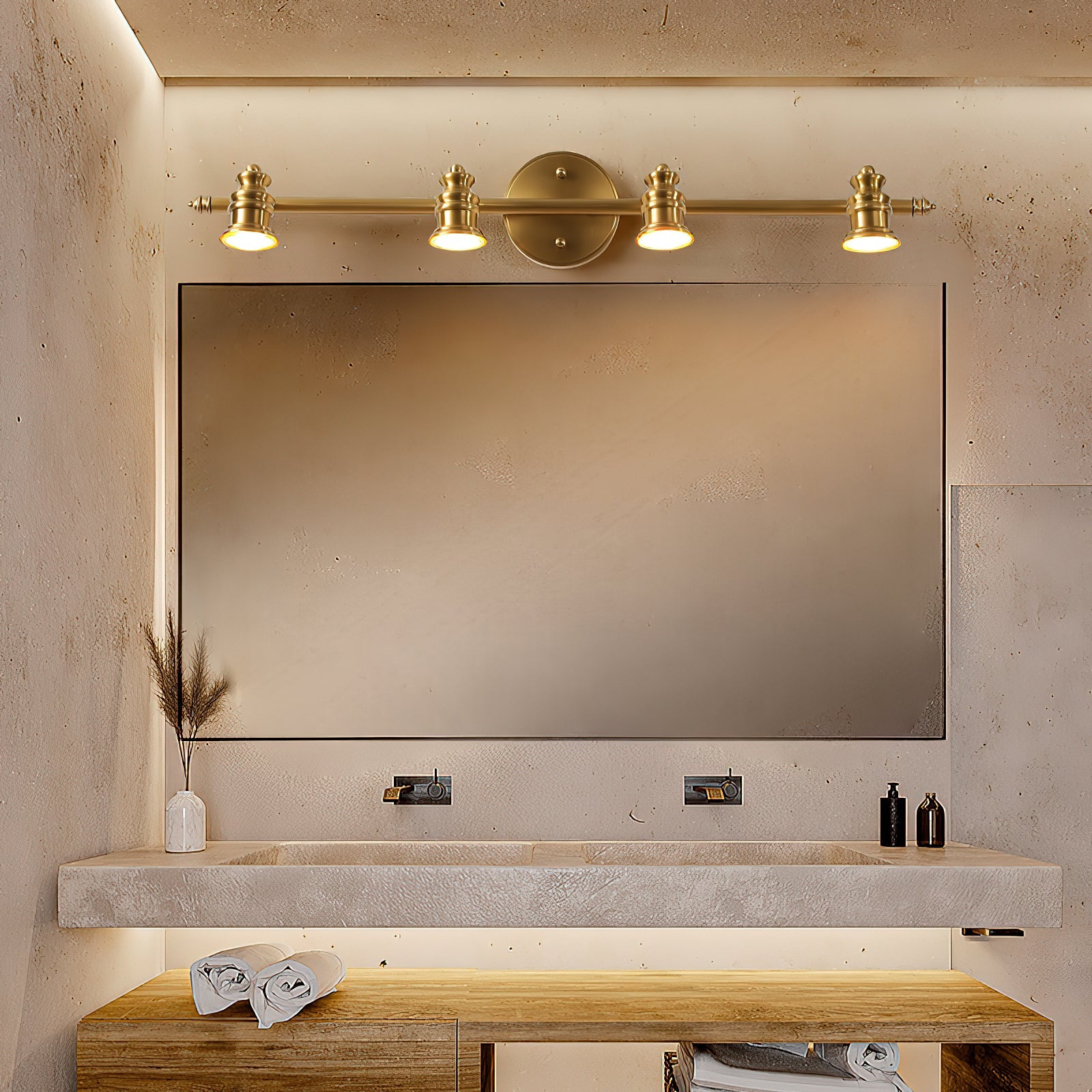 Linea Brass Spotlight Bar-Home & Garden > Lighting > Wall Lights & Sconces-Laren Fete-1 heads L 11.5cm x H 13cm / L 4.5″ x H 5.1″-Brass-Warm Light-Laren Fete