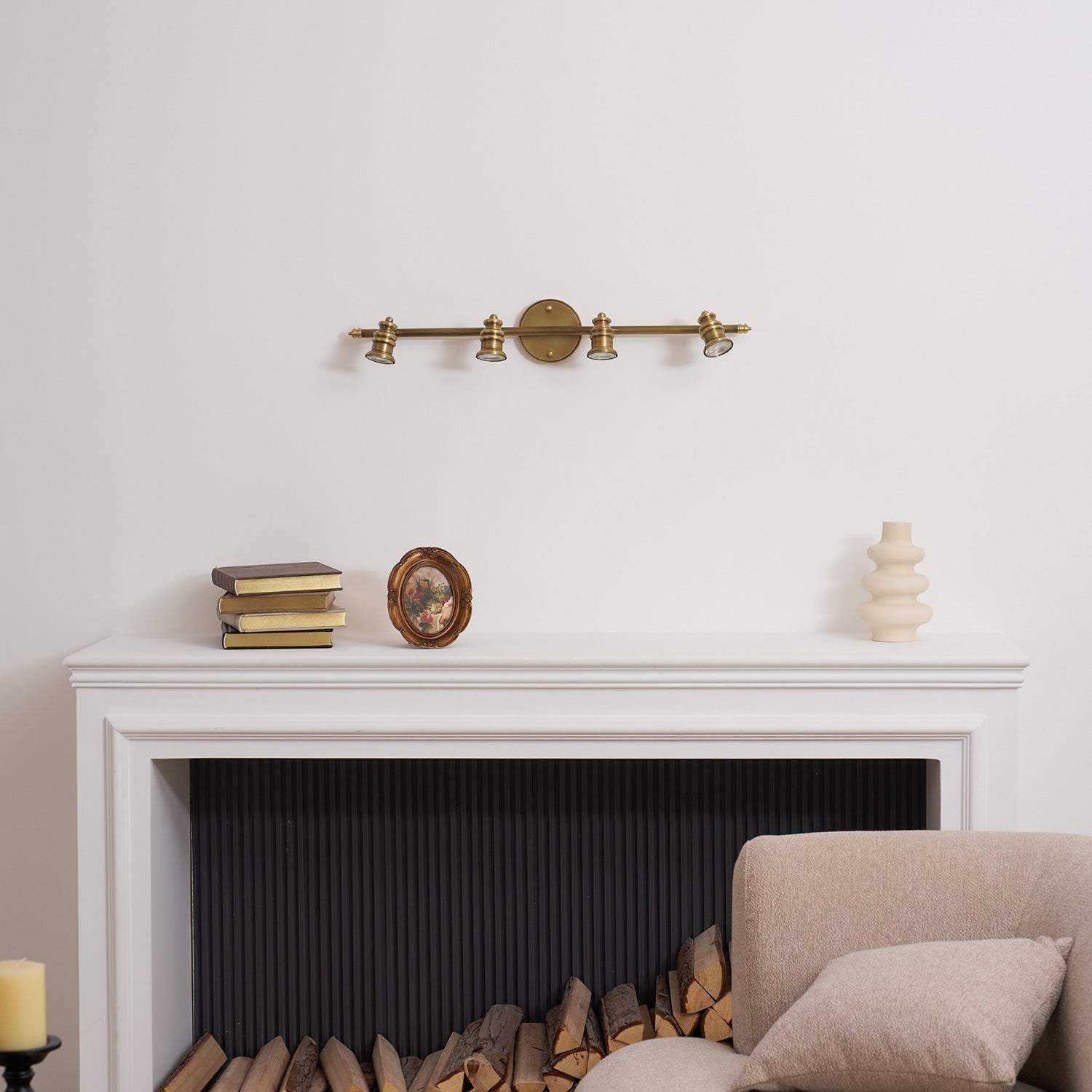Linea Brass Spotlight Bar-Home & Garden > Lighting > Wall Lights & Sconces-Laren Fete-1 heads L 11.5cm x H 13cm / L 4.5″ x H 5.1″-Brass-Warm Light-Laren Fete