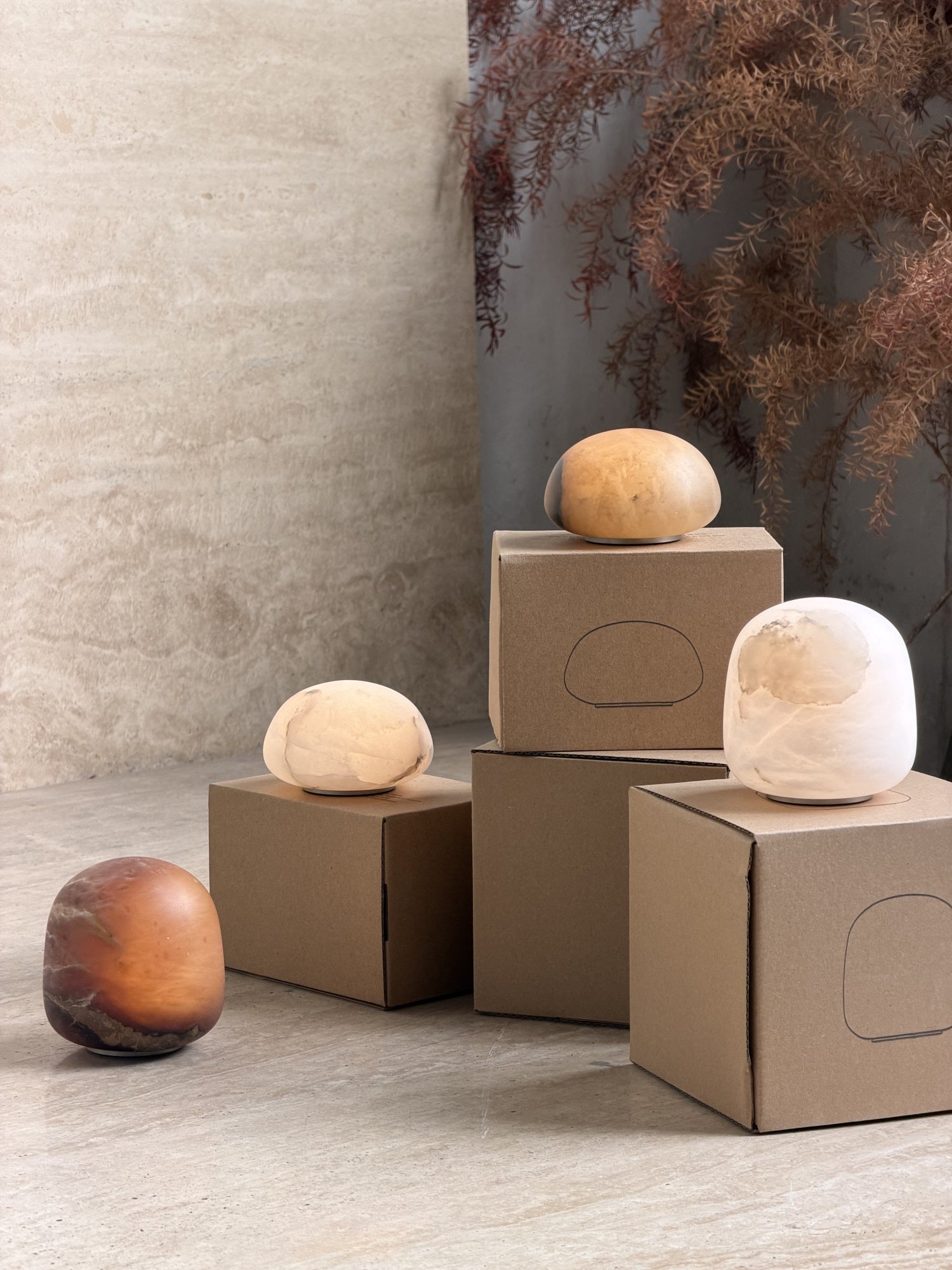 Luna Alabaster Cordless Lamp (Built-in Battery)-Home & Garden > Lighting > Table Lamps-Laren Fete-D 9cm x H 6cm / ∅ 3.5″ x H 2.4″-White-Warm Dimming-Laren Fete