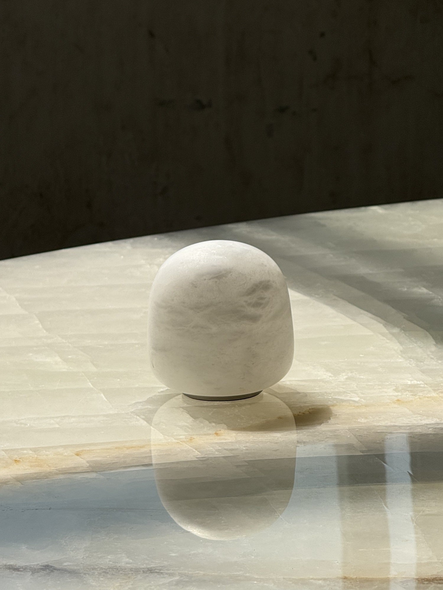 Luna Alabaster Cordless Lamp (Built-in Battery)-Home & Garden > Lighting > Table Lamps-Laren Fete-D 9cm x H 6cm / ∅ 3.5″ x H 2.4″-White-Warm Dimming-Laren Fete