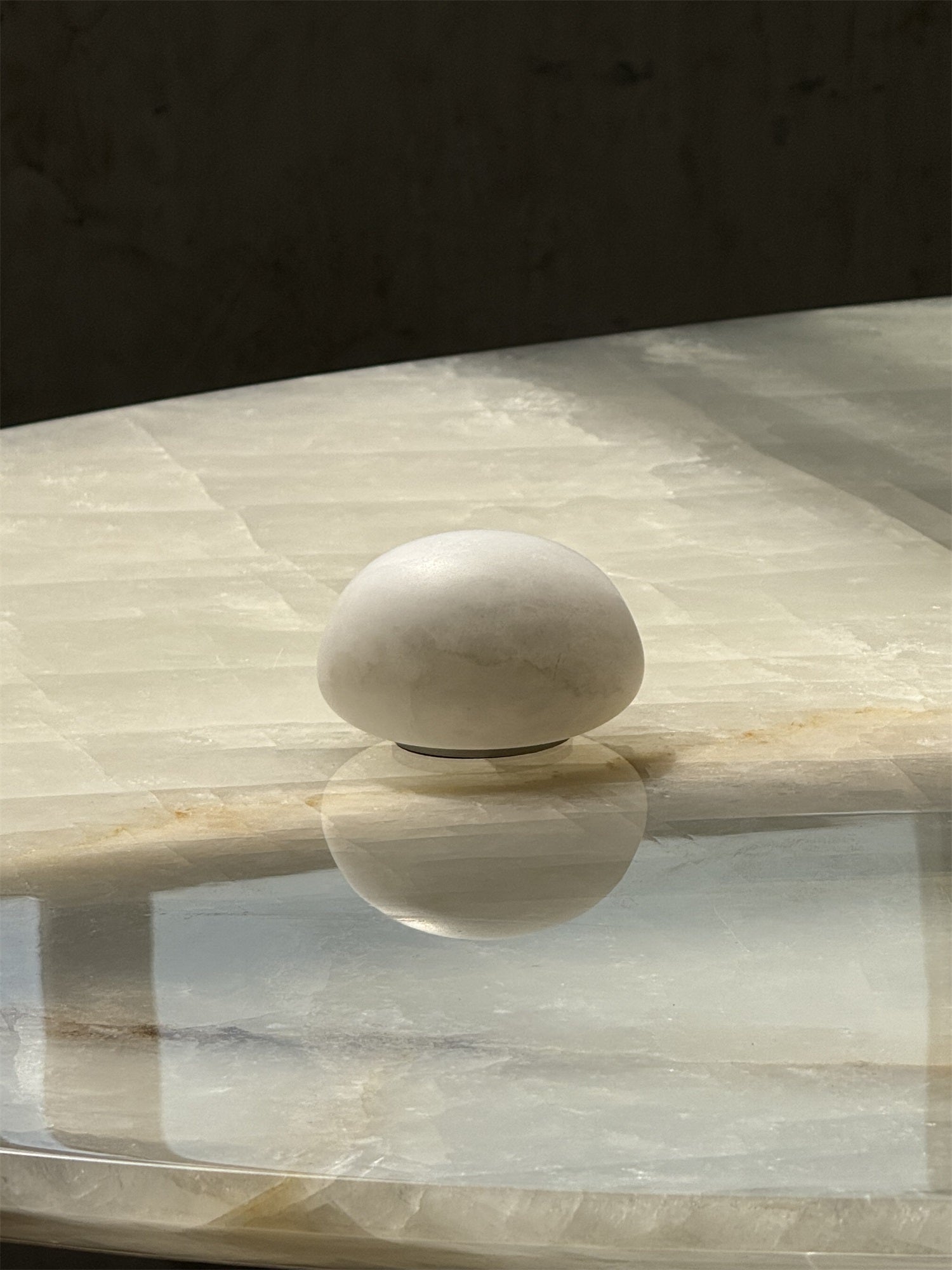 Luna Alabaster Cordless Lamp (Built-in Battery)-Home & Garden > Lighting > Table Lamps-Laren Fete-D 9cm x H 6cm / ∅ 3.5″ x H 2.4″-White-Warm Dimming-Laren Fete