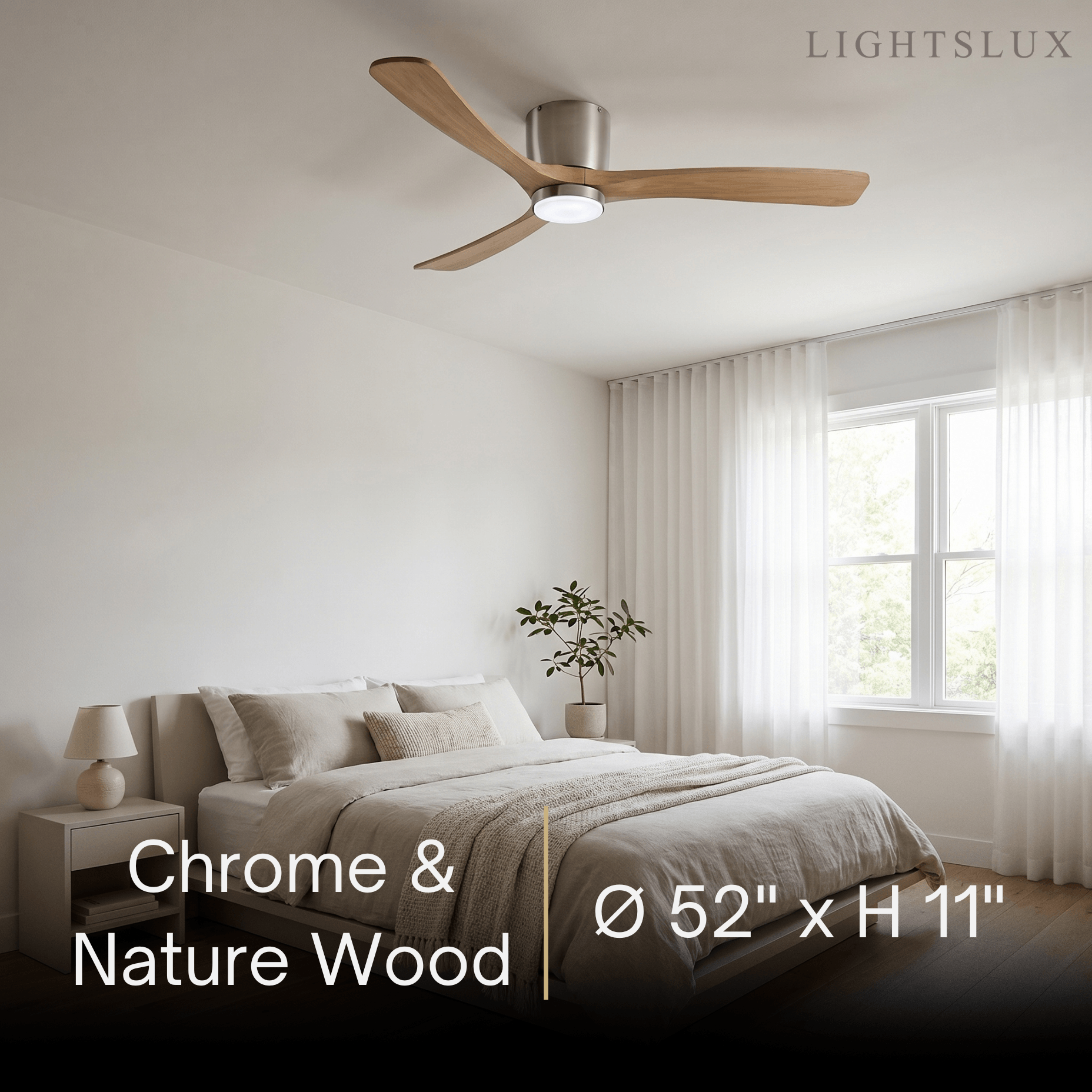Lunara Wood Blade Ceiling Fan with Light-Home & Garden > Lighting > Ceiling Fans-Laren Fete-D91cm(36″)-Black & Walnut Wood-3 Colors + Remote Control (6-Speed Adjustable)-Laren Fete