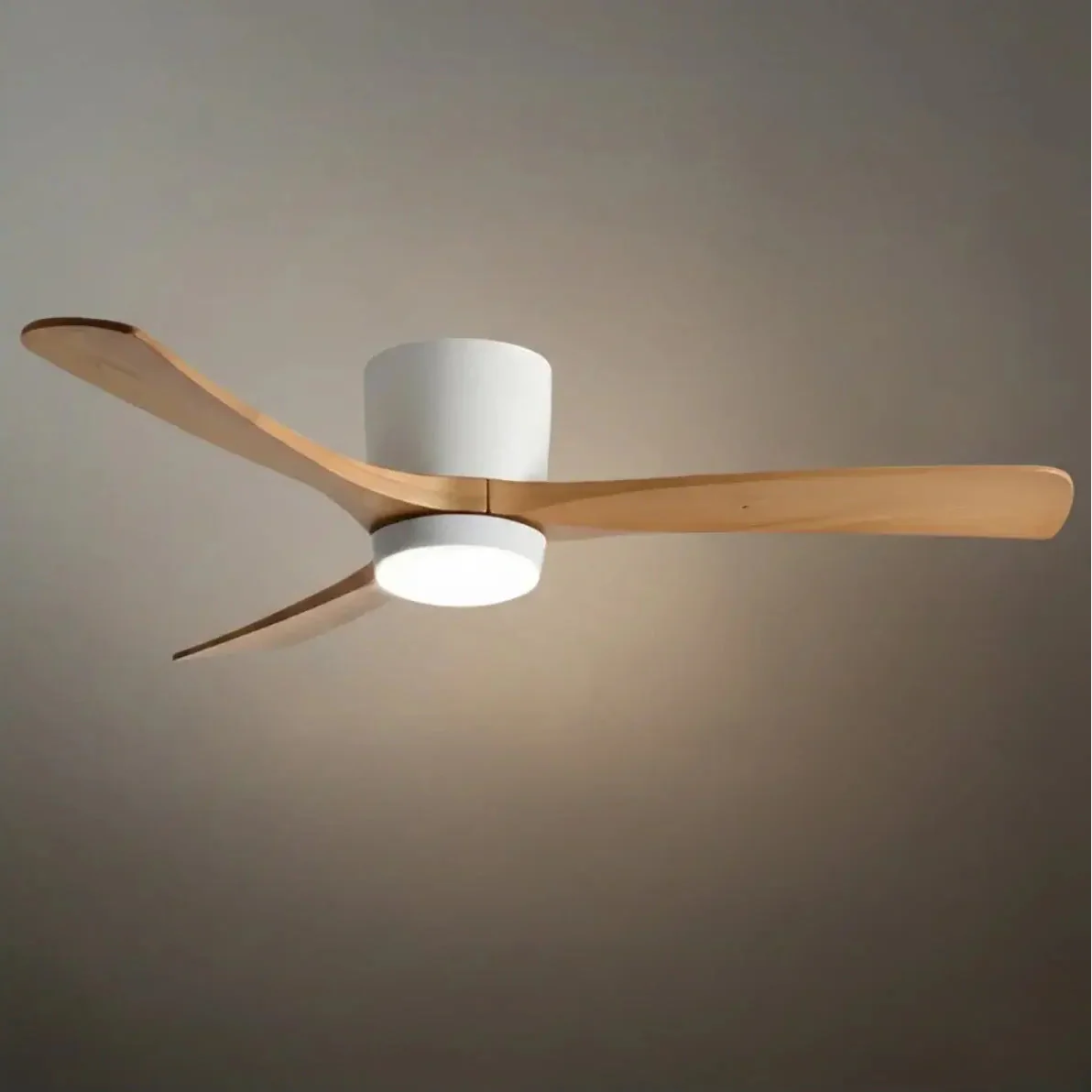 Lunara Wood Blade Ceiling Fan with Light-Home & Garden > Lighting > Ceiling Fans-Laren Fete-D91cm(36″)-White & Nature Wood-3 Colors + Remote Control (6-Speed Adjustable)-Laren Fete