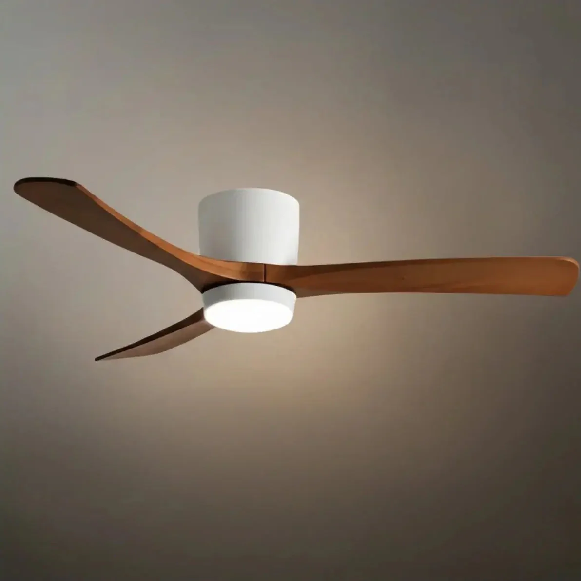 Lunara Wood Blade Ceiling Fan with Light-Home & Garden > Lighting > Ceiling Fans-Laren Fete-D91cm(36″)-White & Walnut Wood-3 Colors + Remote Control (6-Speed Adjustable)-Laren Fete
