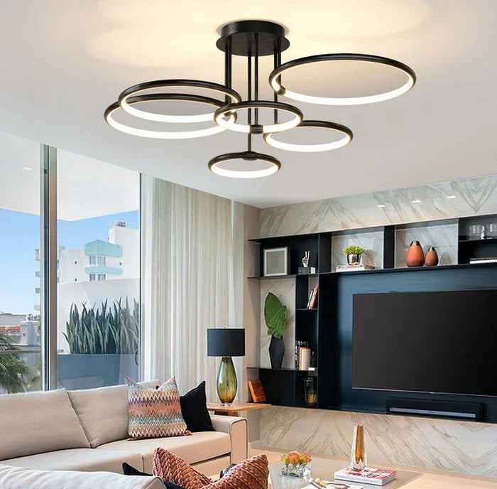 Lunara Flush Mount Ceiling Light | Geometric Gold or Black, LED Energy Efficient 0