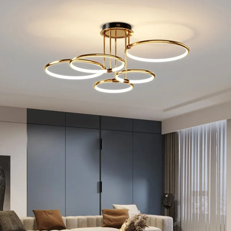 Lunara Flush Mount Ceiling Light | Geometric Gold or Black, LED Energy Efficient 1