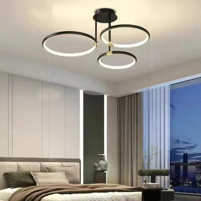 Lunara Flush Mount Ceiling Light | Geometric Gold or Black, LED Energy Efficient 3