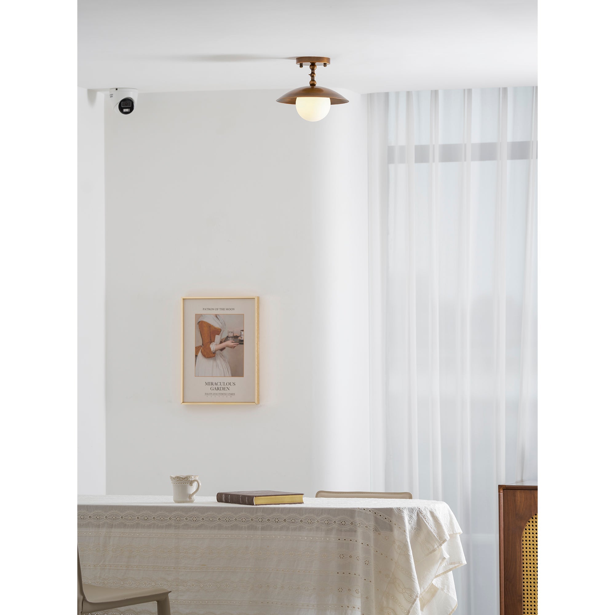 Marie Brass Dome Ceiling Lamp-Home & Garden > Lighting > Ceiling Lights-Laren Fete-D 25.5cm x H 23cm / ∅ 10″ x H 9.1″-Antique Brass-Glass Lampshade-Laren Fete
