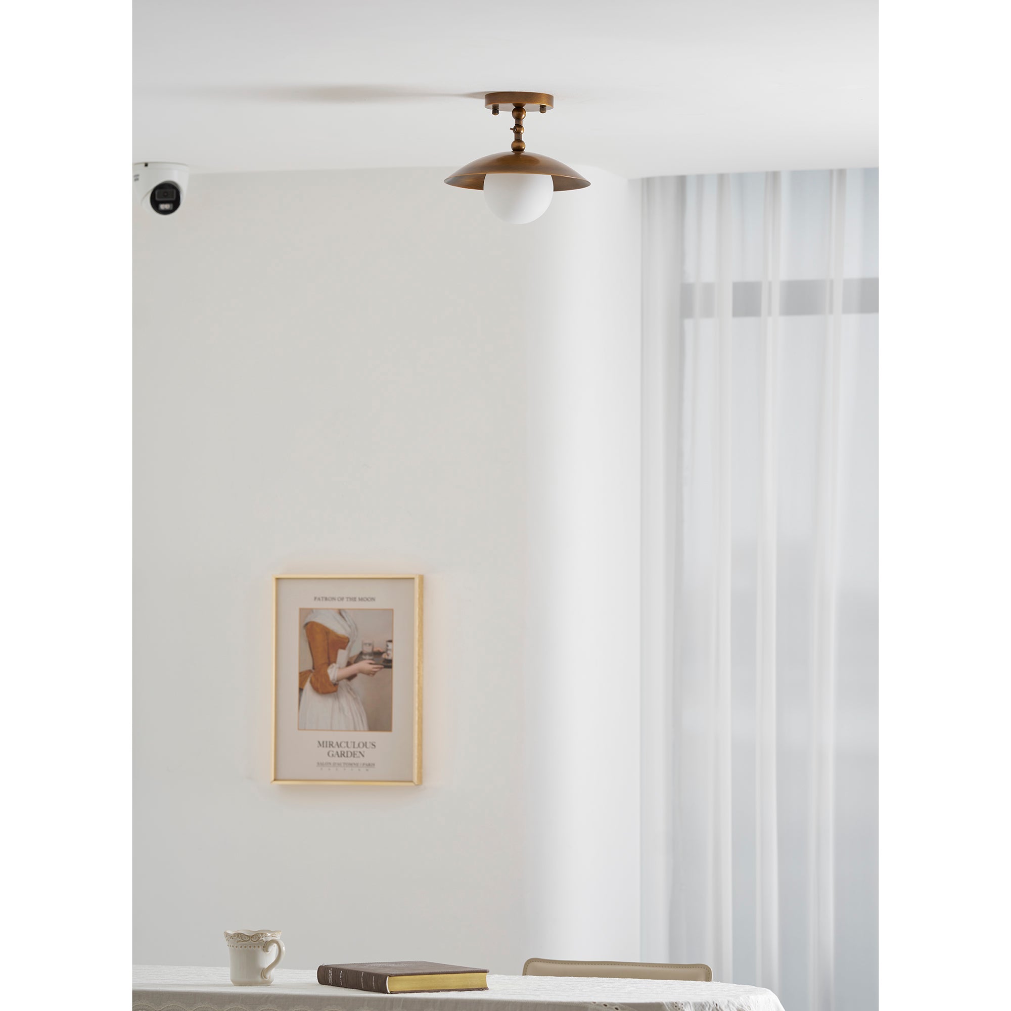 Marie Brass Dome Ceiling Lamp-Home & Garden > Lighting > Ceiling Lights-Laren Fete-D 25.5cm x H 23cm / ∅ 10″ x H 9.1″-Antique Brass-Glass Lampshade-Laren Fete