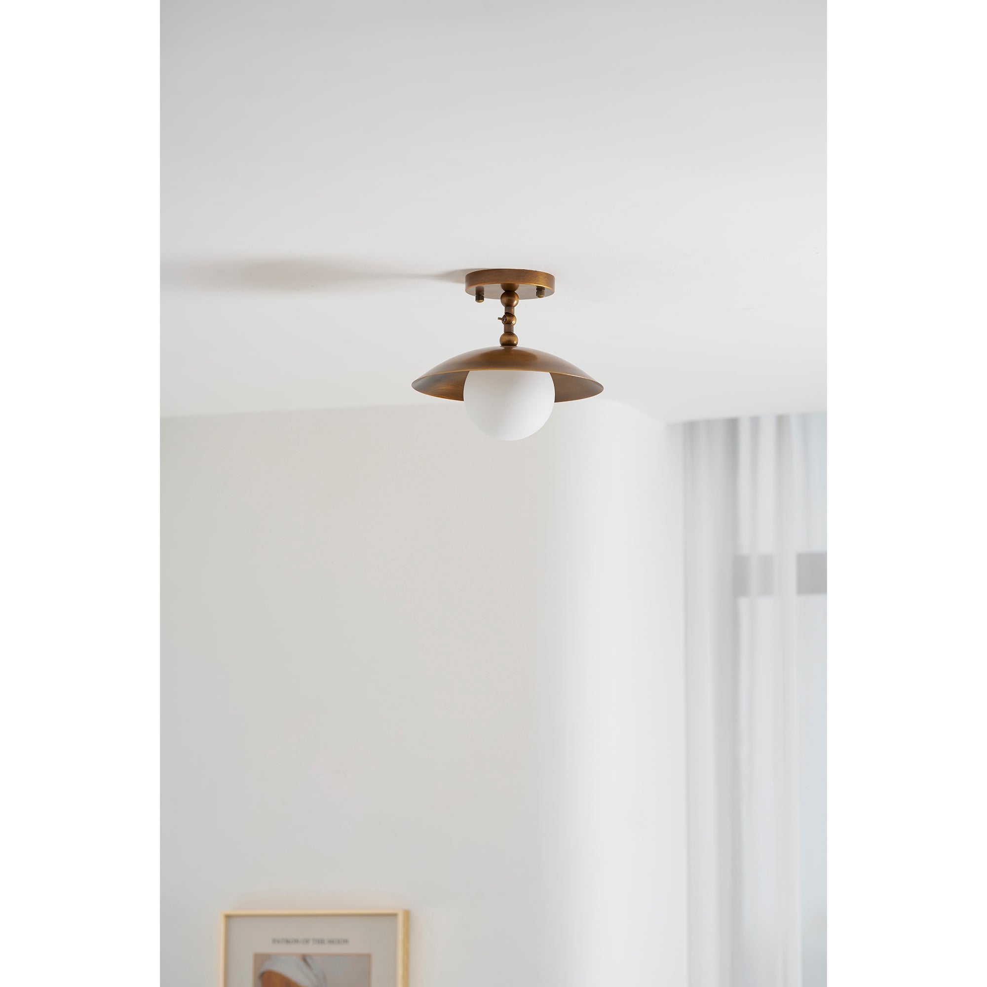 Marie Brass Dome Ceiling Lamp-Home & Garden > Lighting > Ceiling Lights-Laren Fete-D 25.5cm x H 23cm / ∅ 10″ x H 9.1″-Antique Brass-Glass Lampshade-Laren Fete
