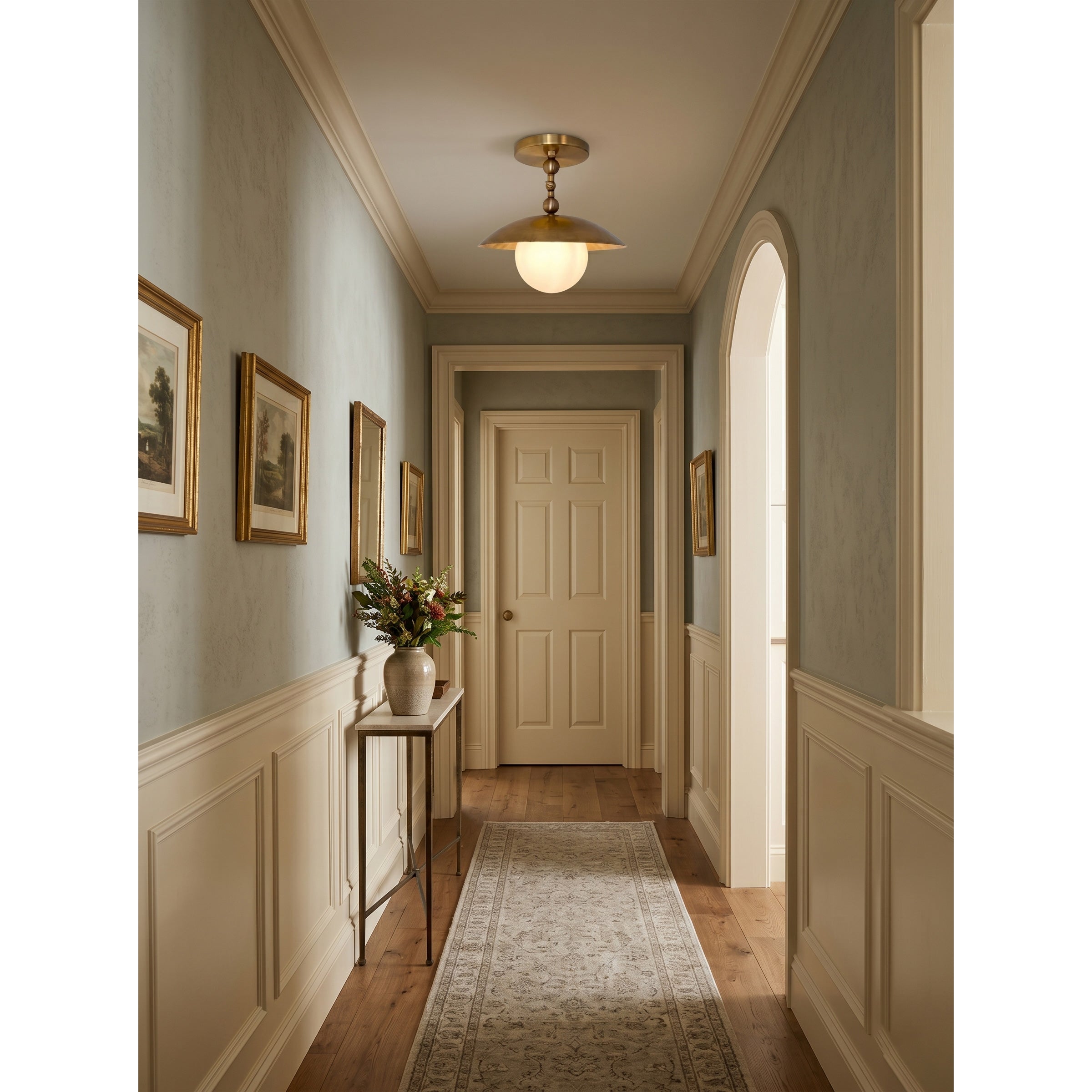 Marie Brass Dome Ceiling Lamp-Home & Garden > Lighting > Ceiling Lights-Laren Fete-D 25.5cm x H 23cm / ∅ 10″ x H 9.1″-Antique Brass-Glass Lampshade-Laren Fete