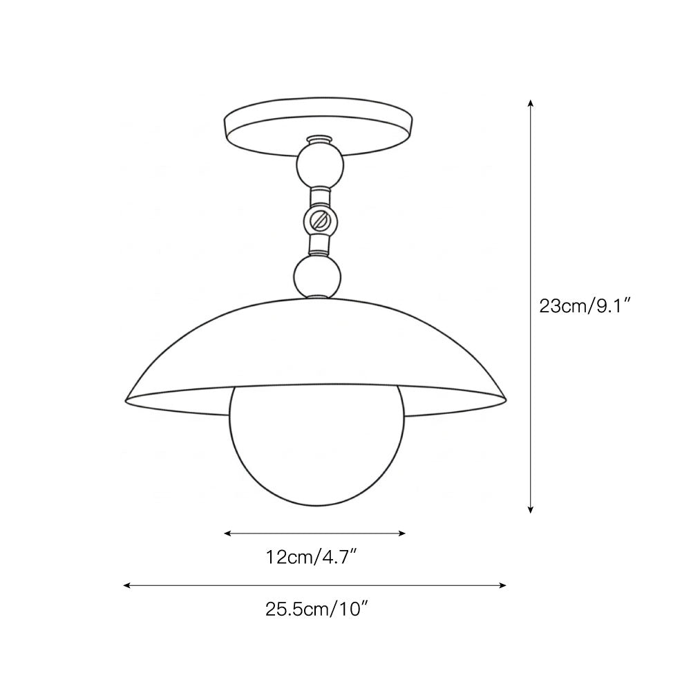 Marie Brass Dome Ceiling Lamp-Home & Garden > Lighting > Ceiling Lights-Laren Fete-D 25.5cm x H 23cm / ∅ 10″ x H 9.1″-Antique Brass-Glass Lampshade-Laren Fete