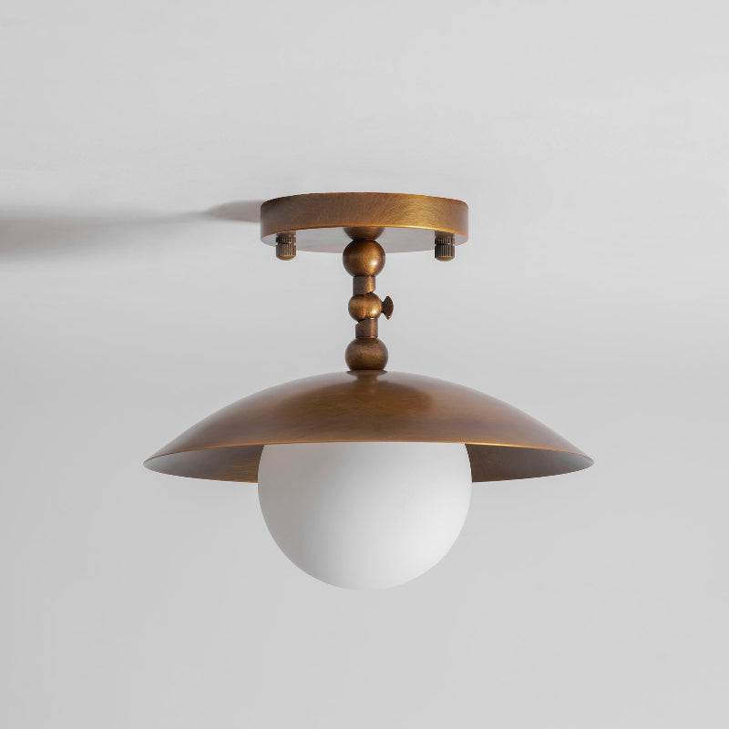 Marie Brass Dome Ceiling Lamp-Home & Garden > Lighting > Ceiling Lights-Laren Fete-D 25.5cm x H 23cm / ∅ 10″ x H 9.1″-Antique Brass-Glass Lampshade-Laren Fete
