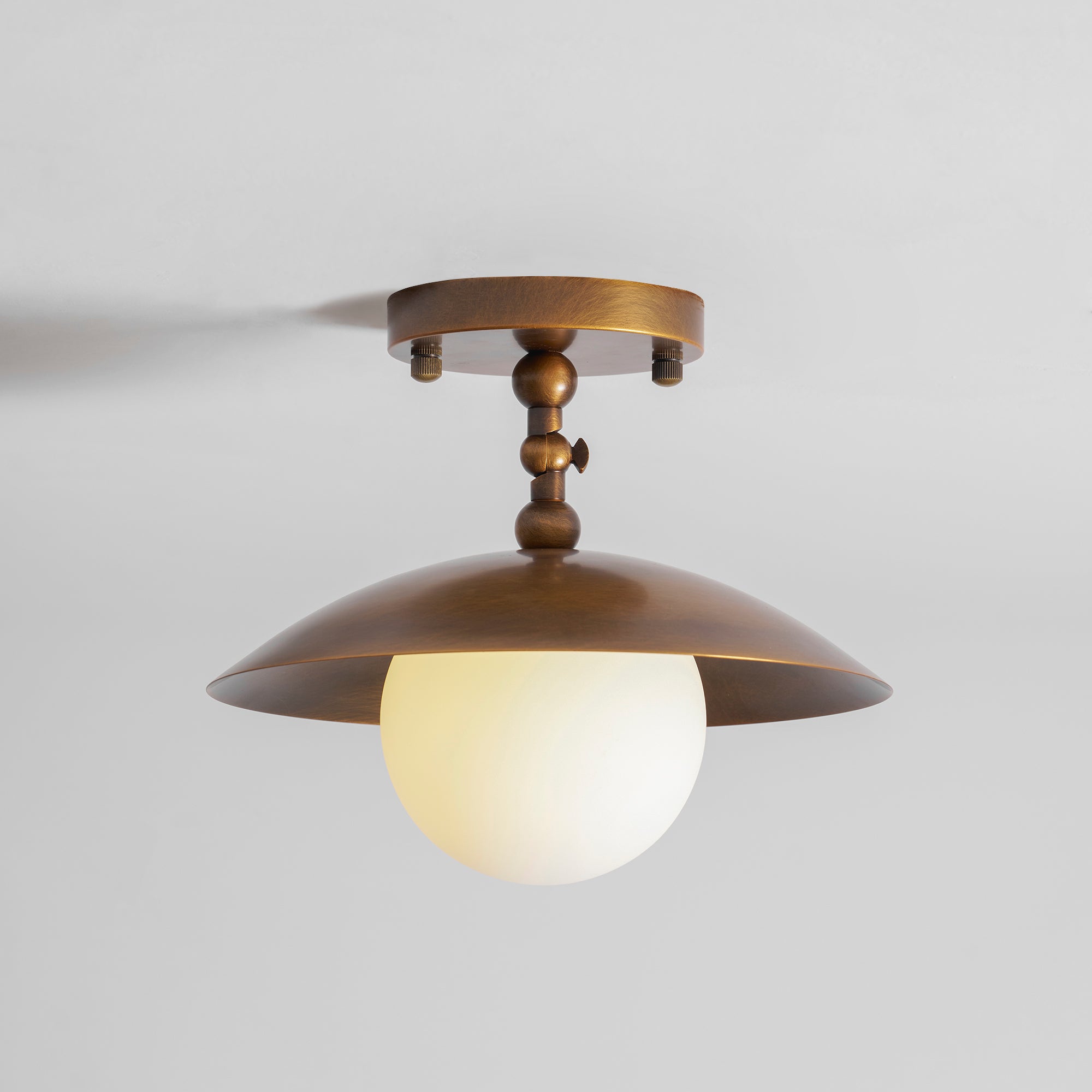 Marie Brass Dome Ceiling Lamp-Home & Garden > Lighting > Ceiling Lights-Laren Fete-D 25.5cm x H 23cm / ∅ 10″ x H 9.1″-Antique Brass-Glass Lampshade-Laren Fete