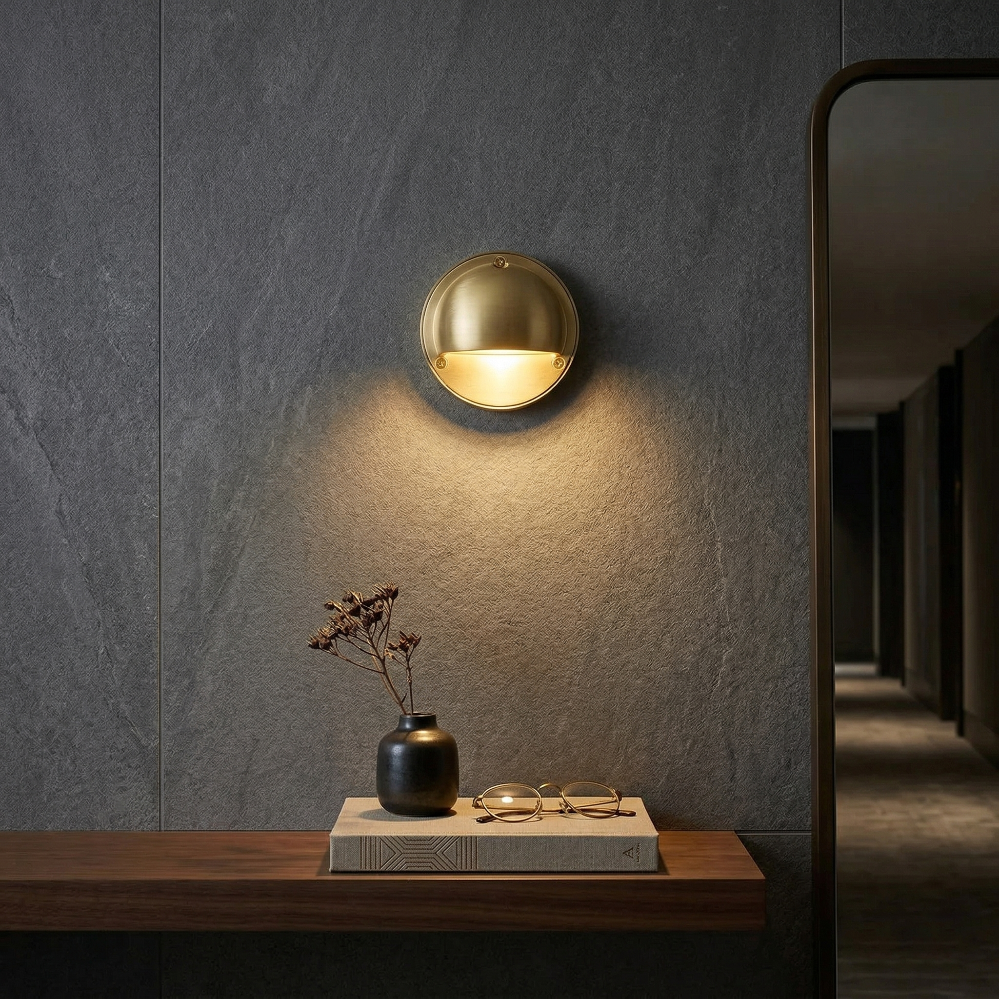 Marin Brass Wall Sconce-Home & Garden > Lighting > Wall Lights & Sconces-Laren Fete-D 10cm x W 5cm x H 10cm / ∅ 3.9″ x W 2″ x H 3.9″-Antique Brass-Laren Fete