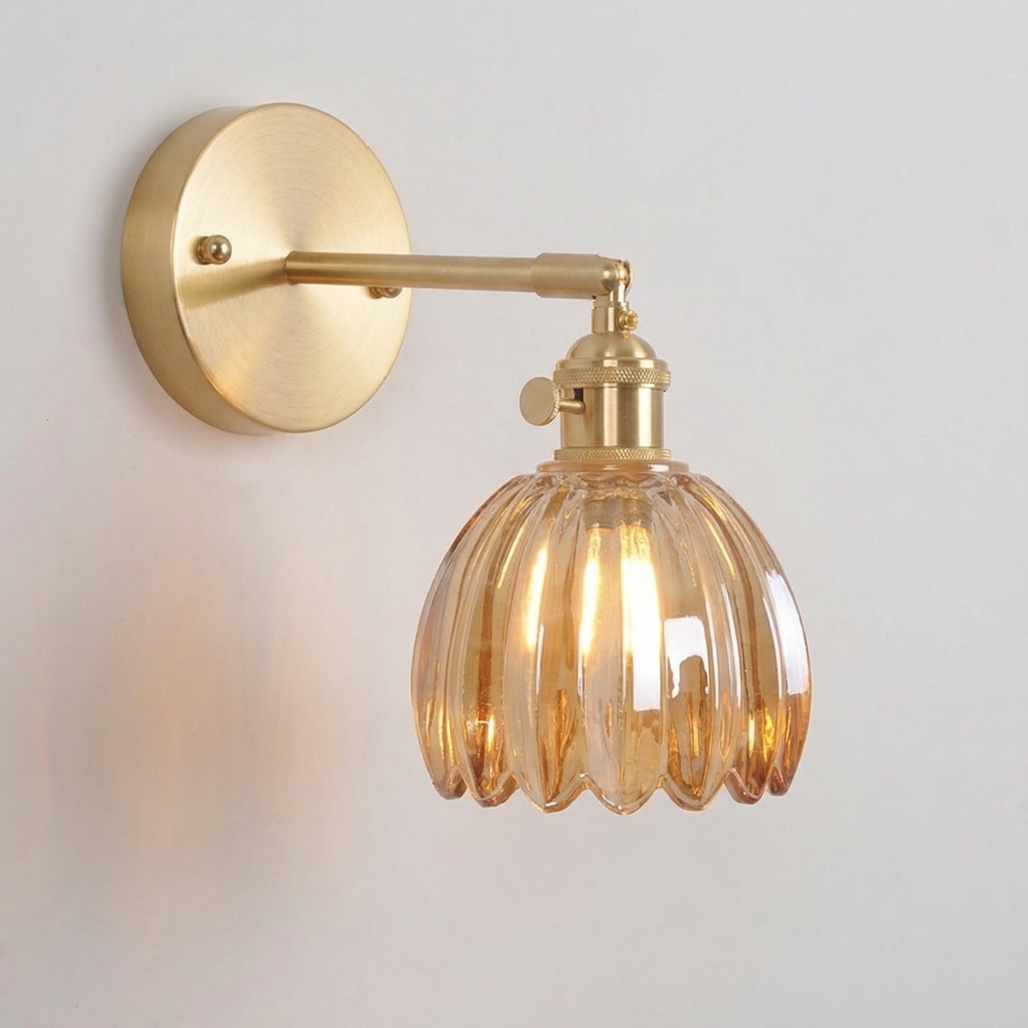 Miel Amber Glass Flower Wall Light – Brass-Home & Garden > Lighting > Wall Lights & Sconces-Laren Fete-Amber Flower-Laren Fete