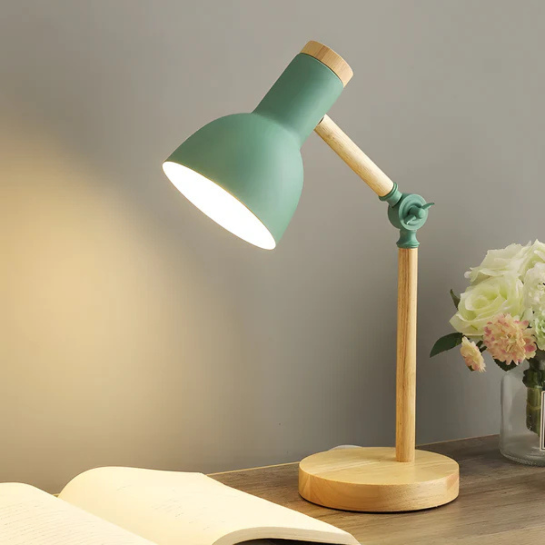 Mira Table Lamp | Adjustable Iron and Wood Design for Bedside or Desk 0