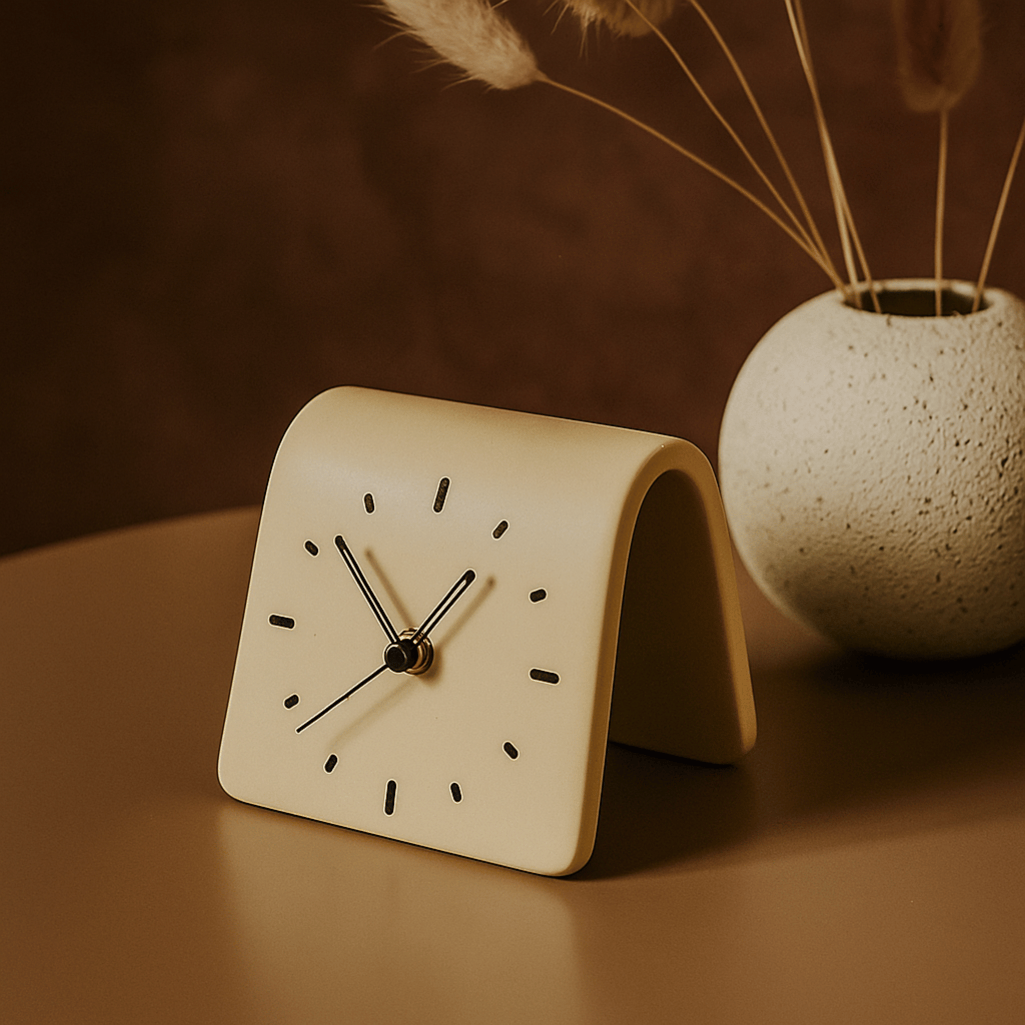 Mura Ceramic Desk Clock-Home & Garden > Decor > Clocks > Desk & Mantel Clocks-Laren Fete-Cream-Laren Fete