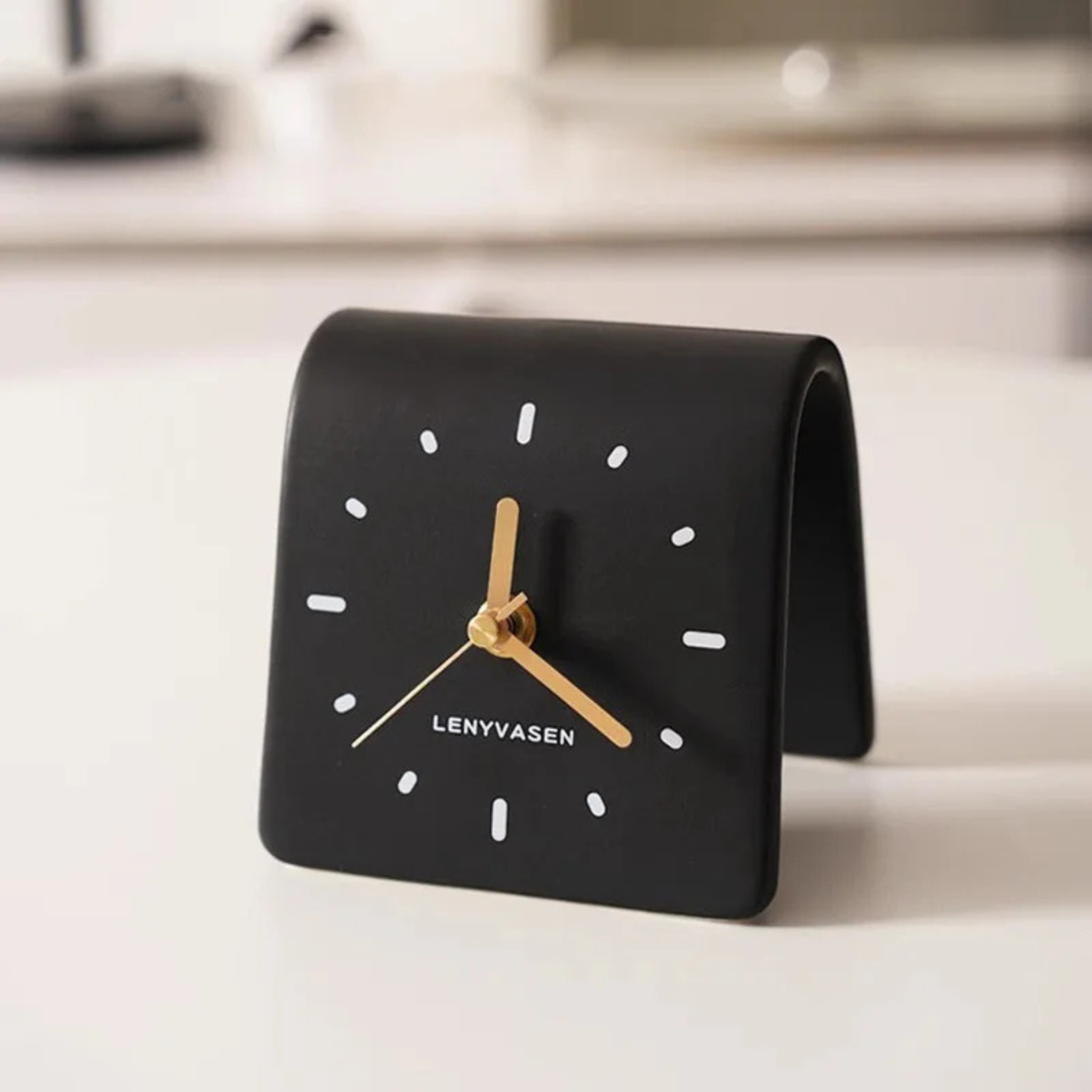 Mura Ceramic Desk Clock-Home & Garden > Decor > Clocks > Desk & Mantel Clocks-Laren Fete-Matte Black-Laren Fete