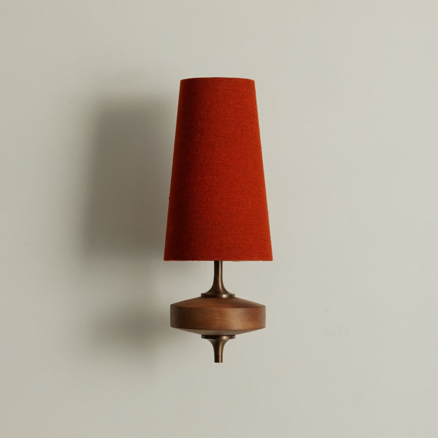 Nikau Walnut Fabric Wall Sconce-Home & Garden > Lighting > Wall Lights & Sconces-Laren Fete-1 head L 15cm x W 22cm x H 39cm / L 5.9″ x W 8.3″ x H 15.4″-Walnut color & Red-Laren Fete