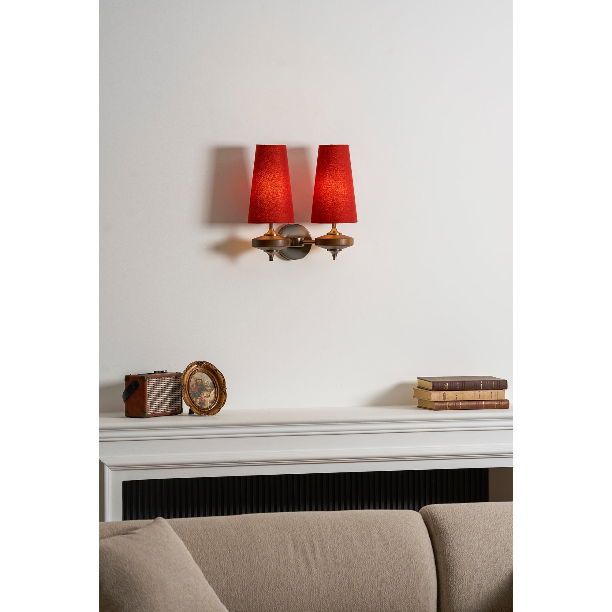 Nikau Walnut Fabric Wall Sconce-Home & Garden > Lighting > Wall Lights & Sconces-Laren Fete-1 head L 15cm x W 22cm x H 39cm / L 5.9″ x W 8.3″ x H 15.4″-Walnut color & White-Laren Fete