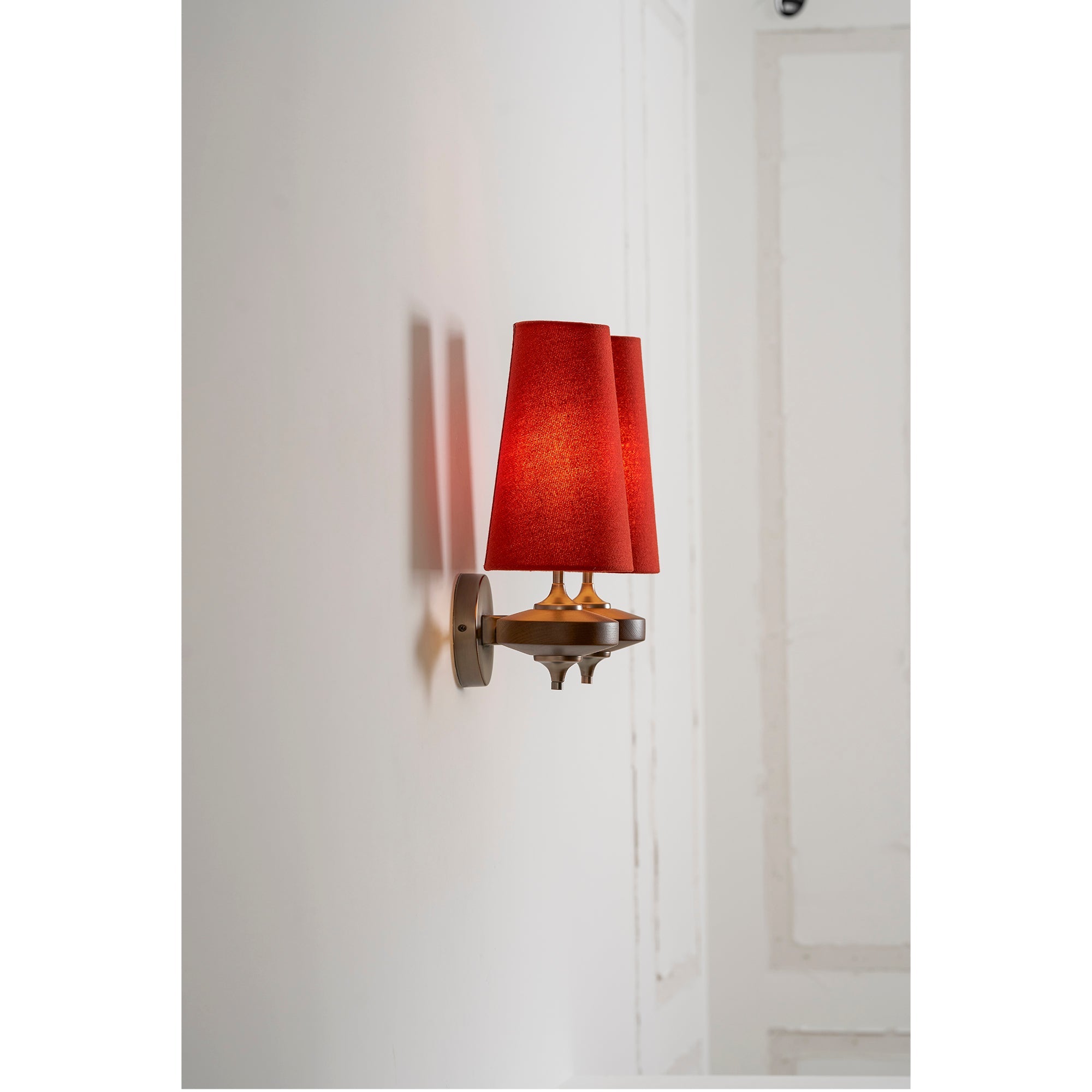Nikau Walnut Fabric Wall Sconce-Home & Garden > Lighting > Wall Lights & Sconces-Laren Fete-1 head L 15cm x W 22cm x H 39cm / L 5.9″ x W 8.3″ x H 15.4″-Walnut color & White-Laren Fete