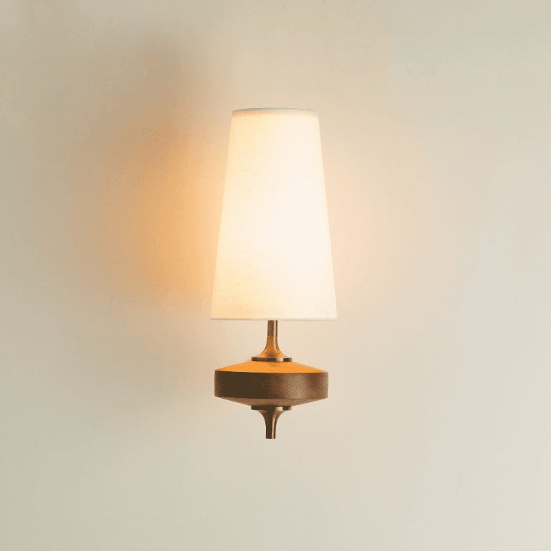 Nikau Walnut Fabric Wall Sconce-Home & Garden > Lighting > Wall Lights & Sconces-Laren Fete-1 head L 15cm x W 22cm x H 39cm / L 5.9″ x W 8.3″ x H 15.4″-Walnut color & White-Laren Fete