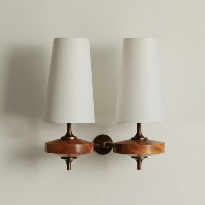 Nikau Walnut Fabric Wall Sconce-Home & Garden > Lighting > Wall Lights & Sconces-Laren Fete-1 head L 15cm x W 22cm x H 39cm / L 5.9″ x W 8.3″ x H 15.4″-Walnut color & White-Laren Fete
