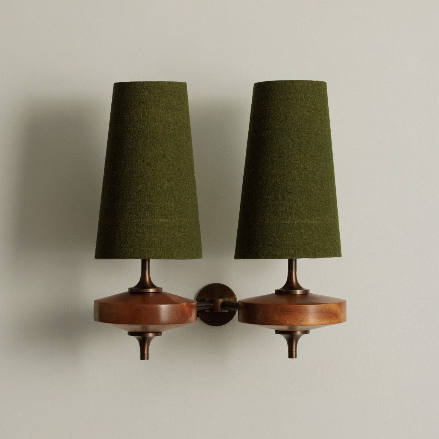 Nikau Walnut Fabric Wall Sconce-Home & Garden > Lighting > Wall Lights & Sconces-Laren Fete-1 head L 15cm x W 22cm x H 39cm / L 5.9″ x W 8.3″ x H 15.4″-Walnut color & White-Laren Fete