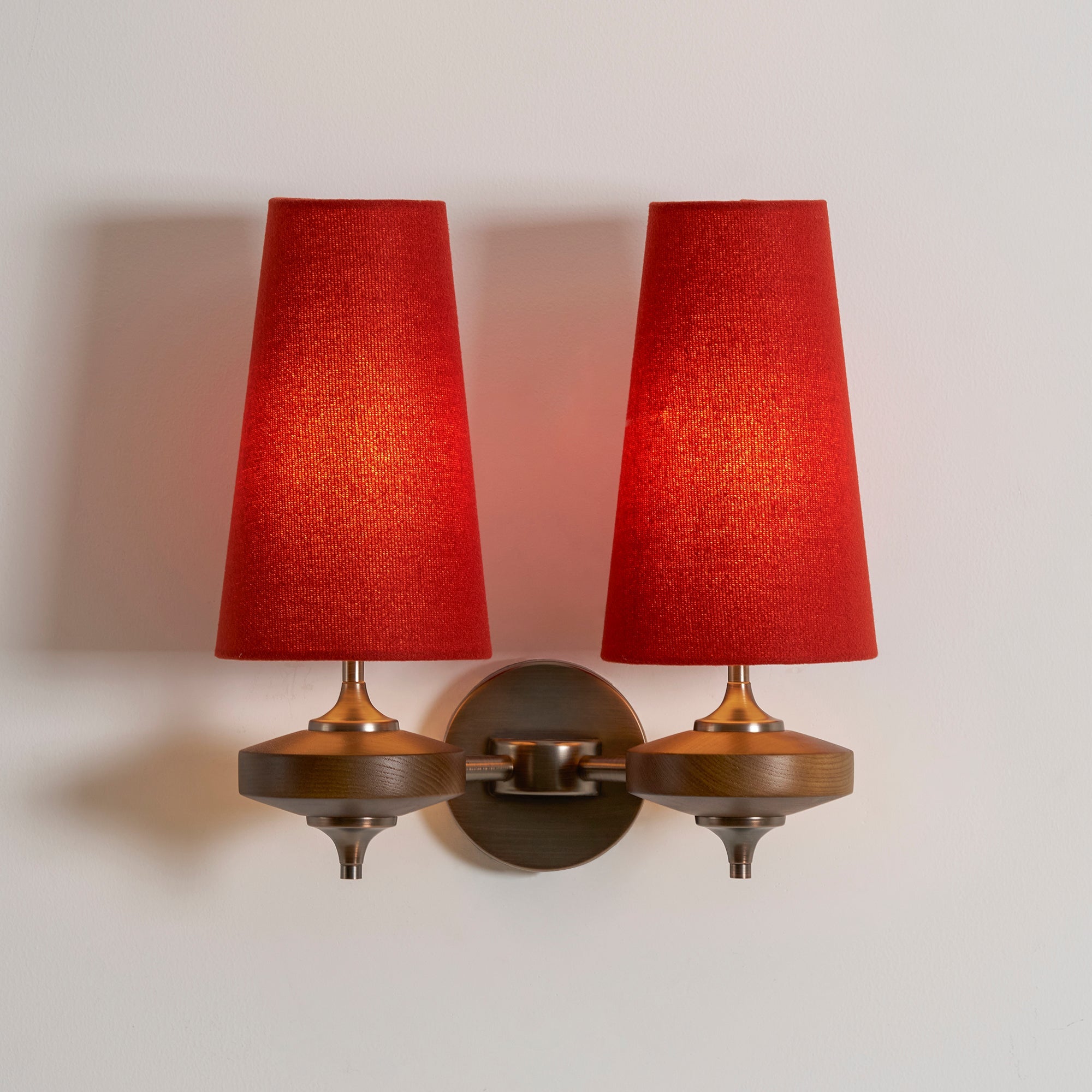 Nikau Walnut Fabric Wall Sconce-Home & Garden > Lighting > Wall Lights & Sconces-Laren Fete-1 head L 15cm x W 22cm x H 39cm / L 5.9″ x W 8.3″ x H 15.4″-Walnut color & White-Laren Fete