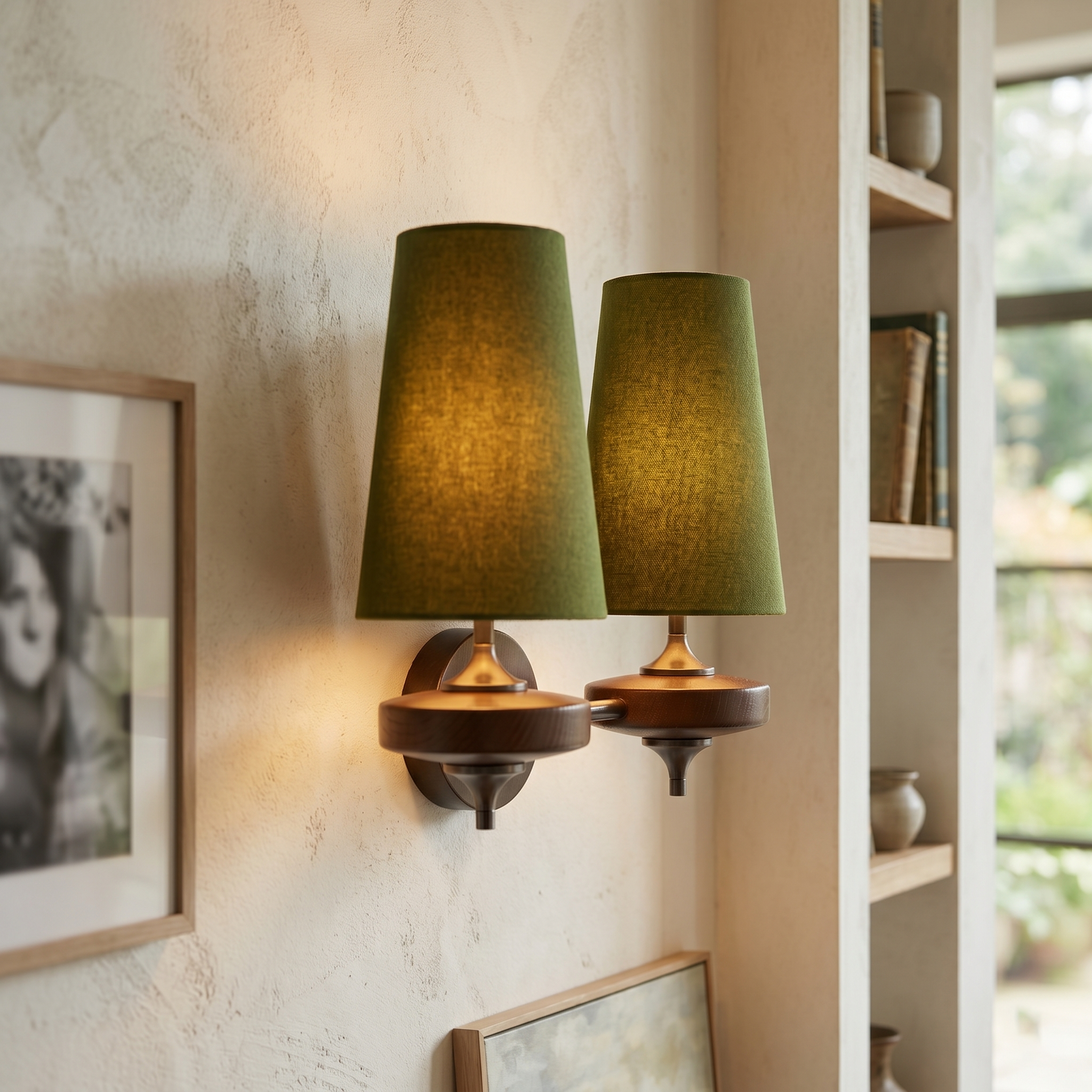 Nikau Walnut Fabric Wall Sconce-Home & Garden > Lighting > Wall Lights & Sconces-Laren Fete-1 head L 15cm x W 22cm x H 39cm / L 5.9″ x W 8.3″ x H 15.4″-Walnut color & White-Laren Fete