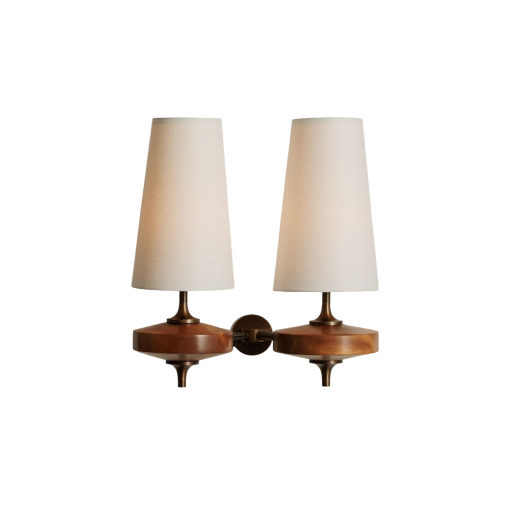 Nikau Walnut Fabric Wall Sconce-Home & Garden > Lighting > Wall Lights & Sconces-Laren Fete-1 head L 15cm x W 22cm x H 39cm / L 5.9″ x W 8.3″ x H 15.4″-Walnut color & White-Laren Fete