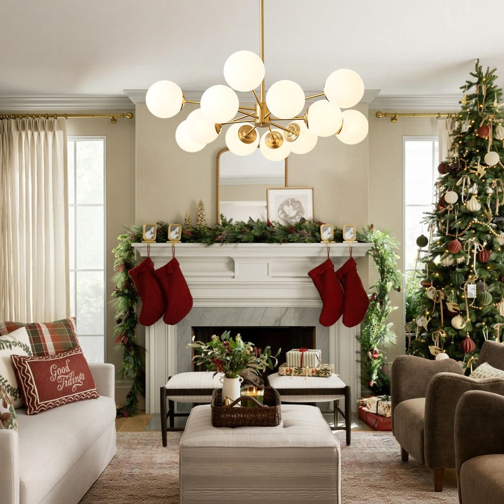 Opal Chandelier Light | Brass, Modern Two-Tier Design 3