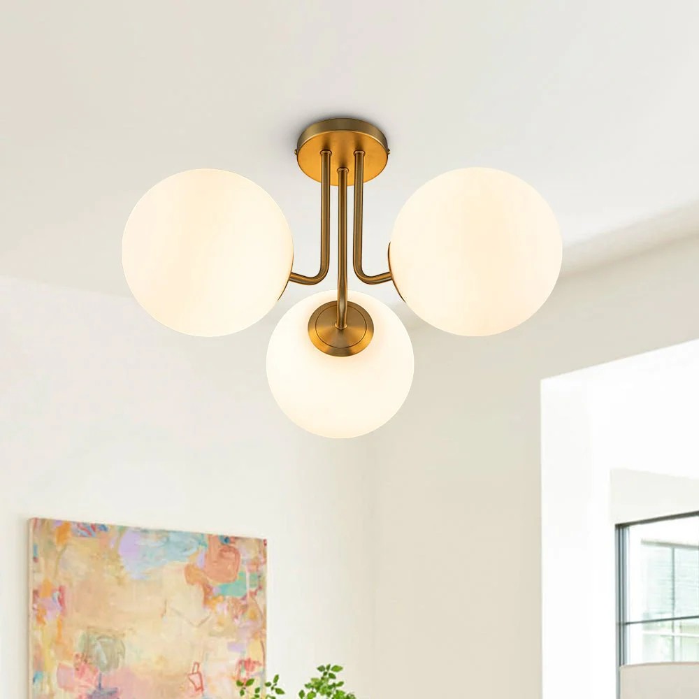 Ophelia Ceiling Light | Mid-Century Design, Frosted Glass Globes 3