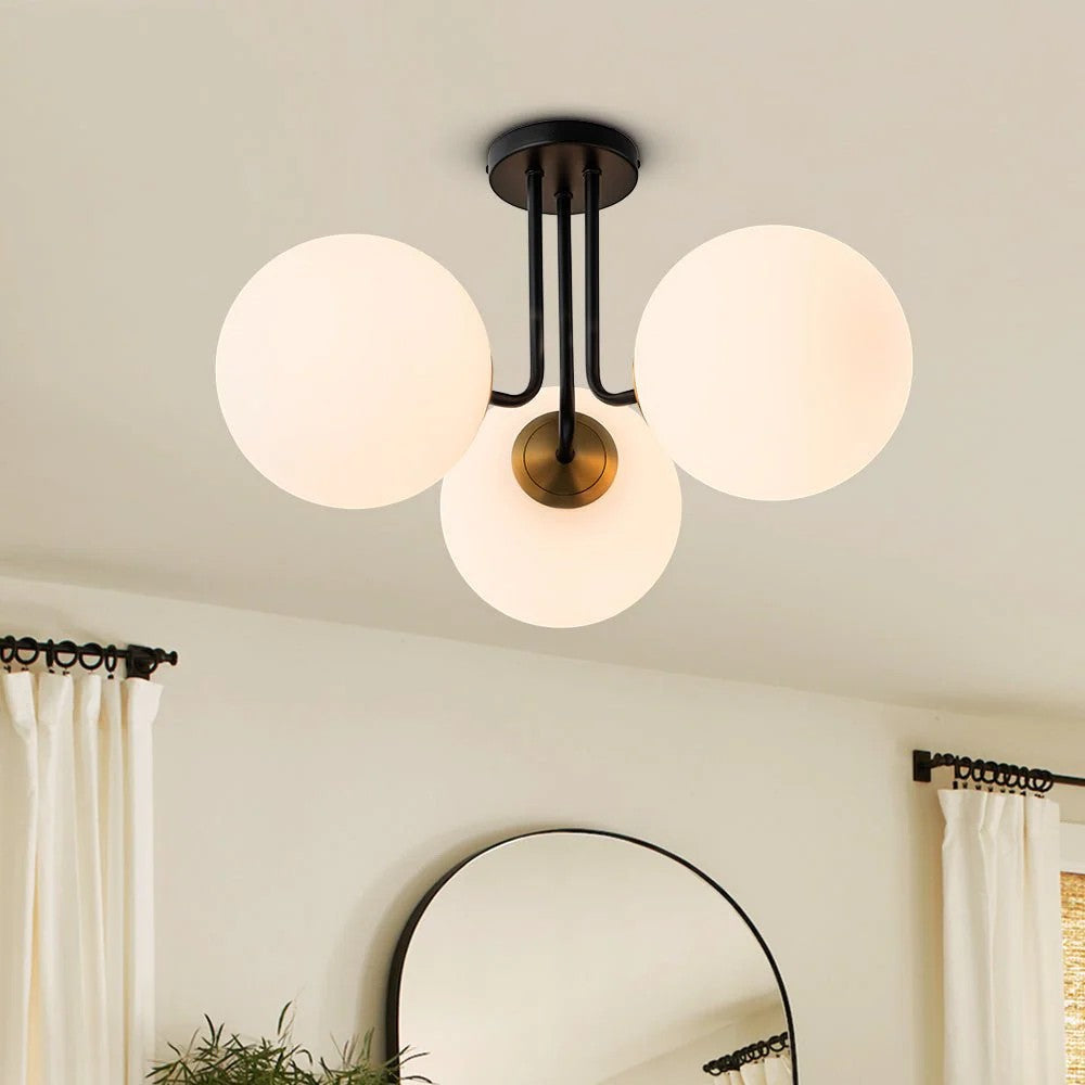 Ophelia Ceiling Light | Mid-Century Design, Frosted Glass Globes 4